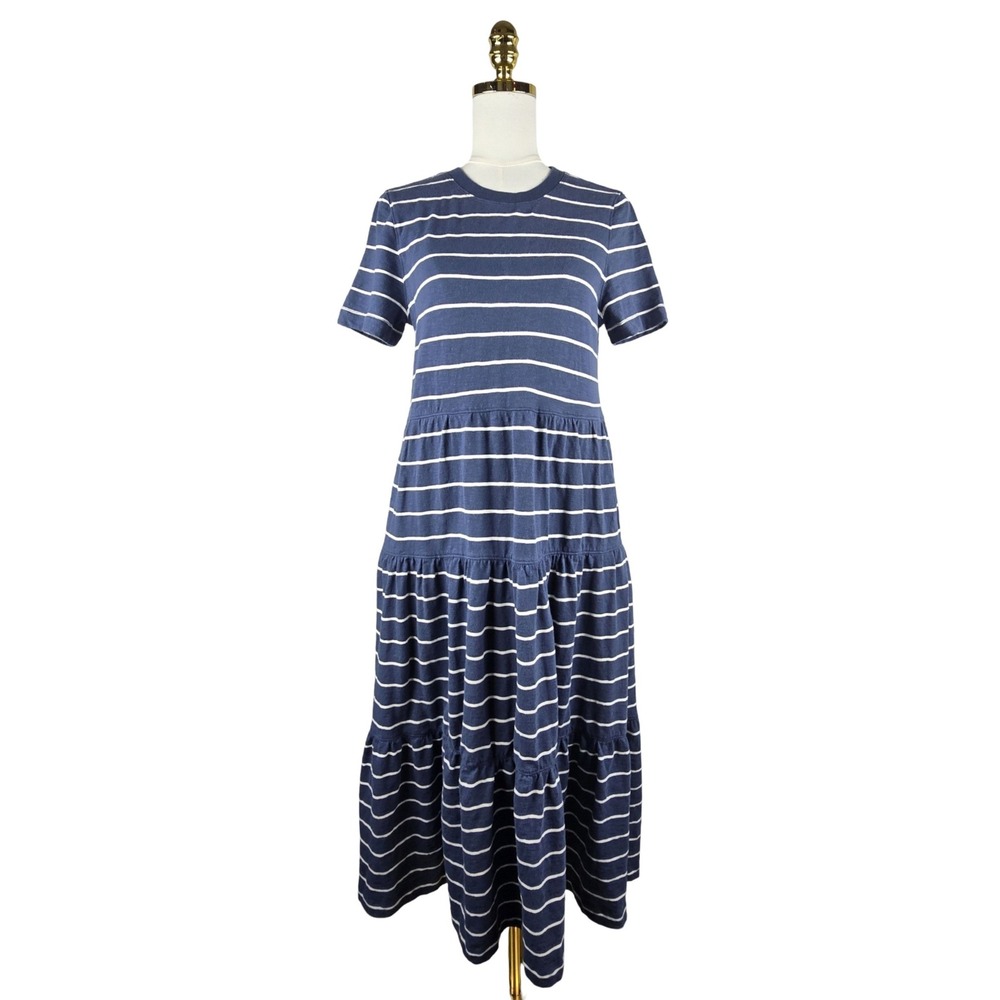 Marine Layer Sadie Vintage Slub Midi Dress Women Medium Blue Coastal Beachy